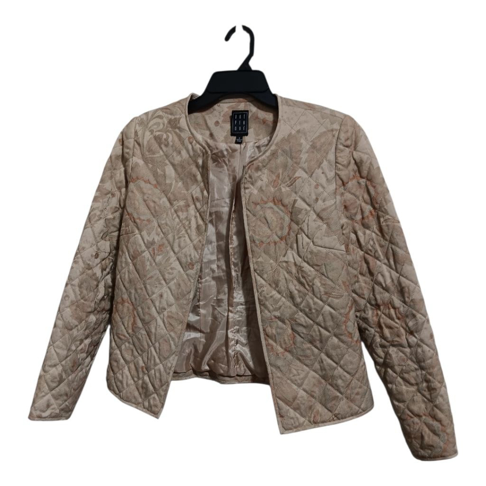 Due per Due Quilted Open Front Jacket in Muted Floral
